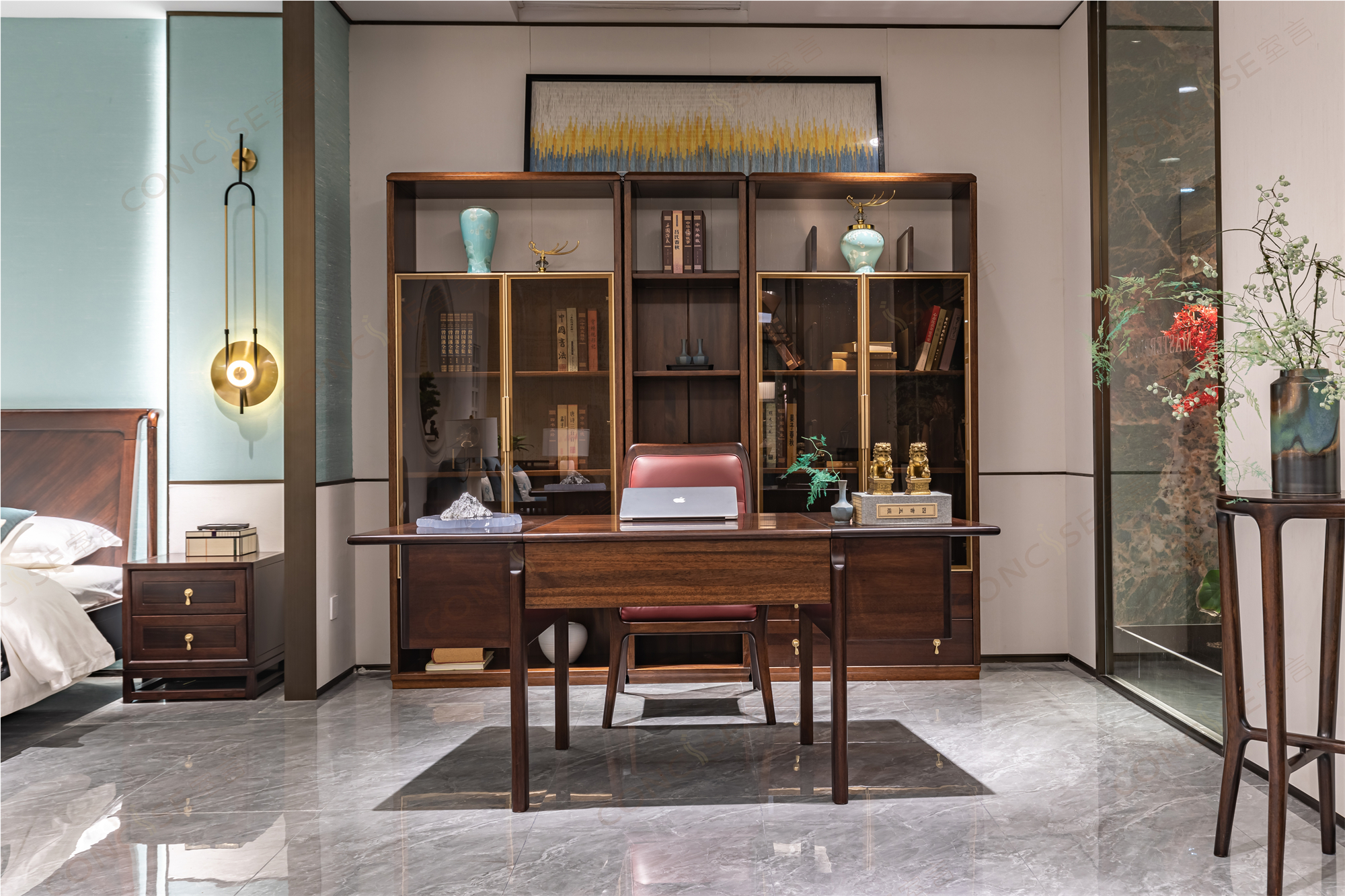 室言名作新中式书房书桌椅书柜